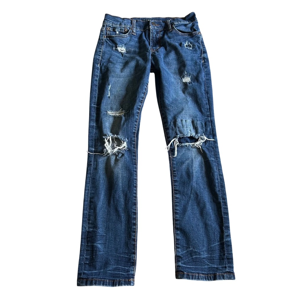 AERO Skinny Jeans Womens Size‎ 27/28 Blue Denim Distressed Ripped Pants